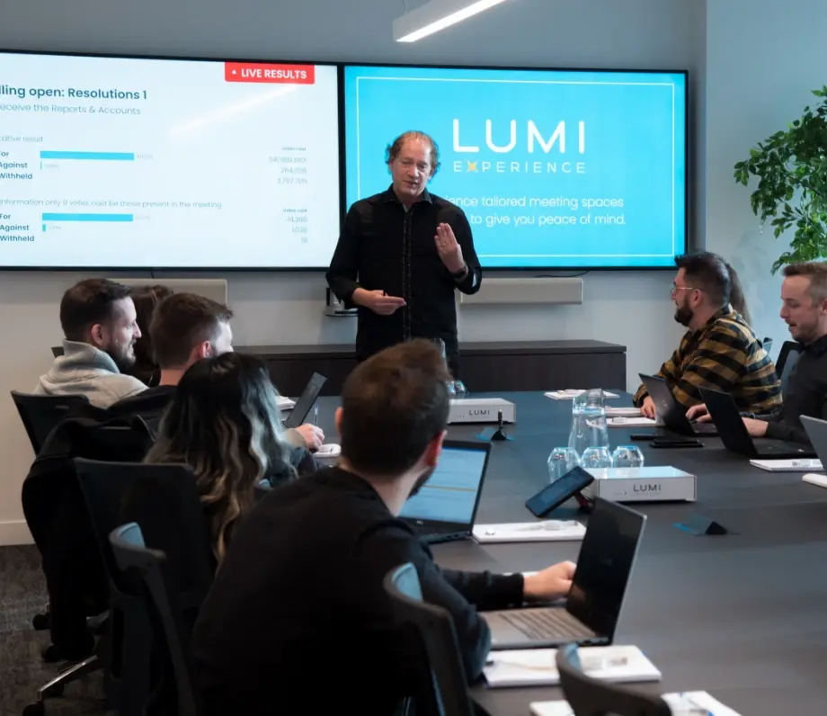 Man giving a presentation in a meeting room