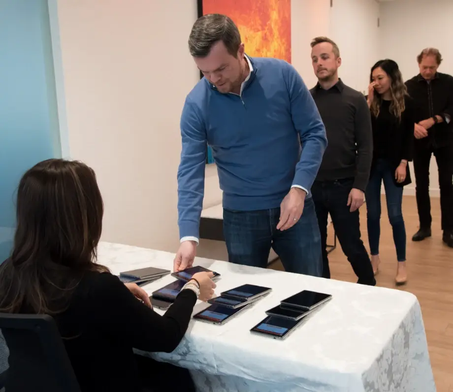 Man approaching registration desk